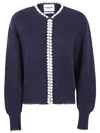 Essentiel Antwerp Pearl-embellished Frayed Cardigan In Multi