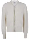 Essentiel Antwerp Pearl-embellished Frayed Cardigan In White