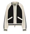 Essentiel Antwerp Black And White Faux Fur-panelled Knitted Bomber Jacket In Multi