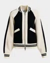 Essentiel Antwerp Black And White Faux Fur-panelled Knitted Bomber Jacket In Multi