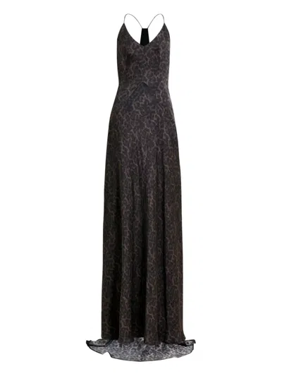 Essentiel Antwerp Idont Leopard-print Maxi Dress In Blue