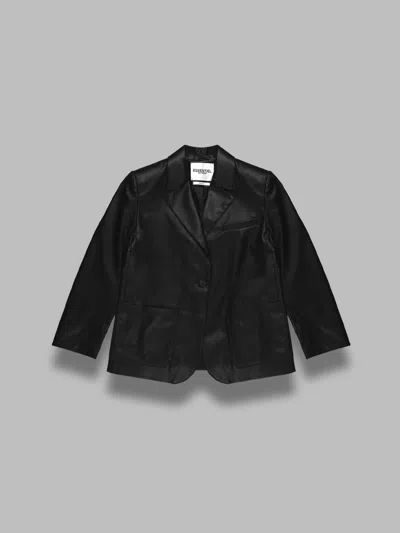 Essentiel Antwerp Idrey Faux Leather Blazer In Black