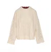 Essentiel Antwerp Cable-knit Checked-panel Sweater In White
