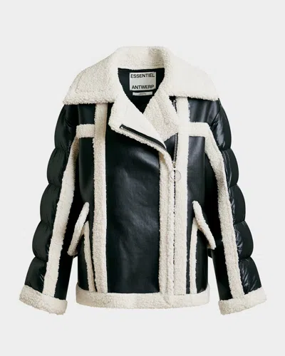 ESSENTIEL ANTWERP IFIE FAUX SHEARLING PANELED JACKET