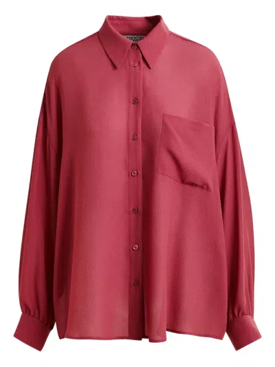 Essentiel Antwerp Ifire Ruffled Pocket Shirt In Red