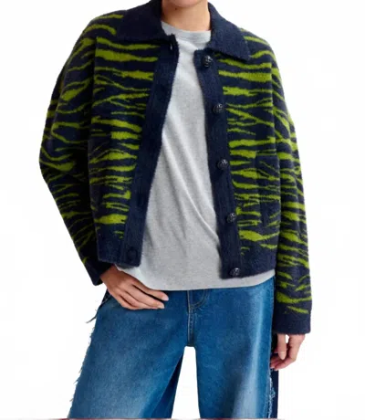 ESSENTIEL ANTWERP IGER KNIT JACKET IN NAVY COMBO
