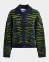 Essentiel Antwerp Iger Knit Jacket In Navy Combo In Blue
