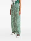 Essentiel Antwerp Ihalton Geometric-print Trousers In Green