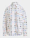 Essentiel Antwerp Ihelican Mirror Embroidered Button-front Shirt In Multi