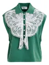 Essentiel Antwerp Ihelly Lace-embellished Collar Top In Green