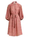 Essentiel Antwerp Ihilton Abstract-print Belted Dress In Red