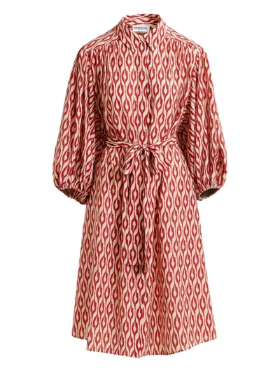 Essentiel Antwerp Ihilton Abstract-print Belted Dress In Red