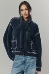 Essentiel Antwerp Ihoops Contrast-stitch Cardigan Sweater In Blue