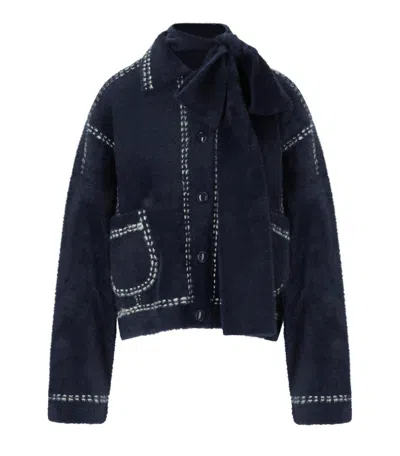 ESSENTIEL ANTWERP IHOOPS NAVY BLUE CARDIGAN