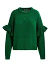 Essentiel Antwerp Ijune Ruffle-detail Sweater In Green