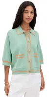Essentiel Antwerp Ilaria Snap-front Cardigan Sweater In Green