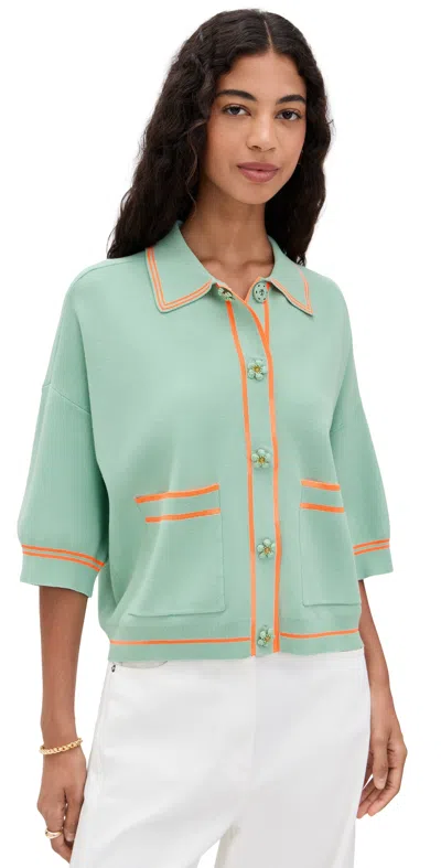 Essentiel Antwerp Ilaria Knitted Cardigan Aqua Azul In Blue