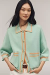 Essentiel Antwerp Ilaria Snap-front Cardigan Sweater In Green