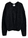 Essentiel Antwerp Ileast Textured Metallic-effect Cardigan In Black