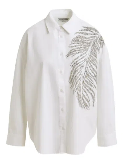 Essentiel Antwerp Iliza Feather-detail Shirt In White