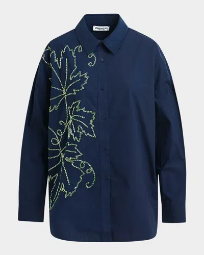 ESSENTIEL ANTWERP ILLEGAL EMBELLISHED BUTTON-FRONT SHIRT