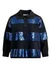 Essentiel Antwerp Illuminati Black Knitted Poloshirt In Blue