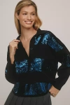 Essentiel Antwerp Illuminati Sequin-striped Polo Shirt In Blue