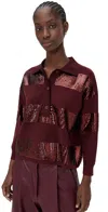 Essentiel Antwerp Illuminati Striped Sequin Polo Combo3 Margot Mauve In Animal Print