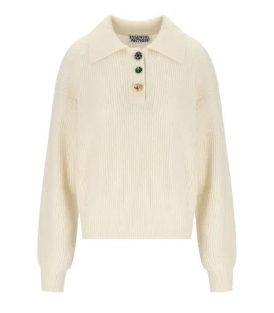 ESSENTIEL ANTWERP ESSENTIEL ANTWERP IMETAL IVORY POLO SWEATER