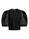 Essentiel Antwerp Imortal Jacquard-sleeves Top In Black
