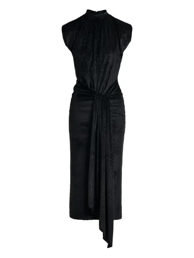 Essentiel Antwerp Inche Dots Mock Neck Midi Dress In Black
