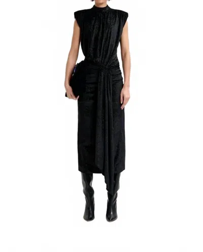 Essentiel Antwerp Inche Velvet Jersey Dress In Black