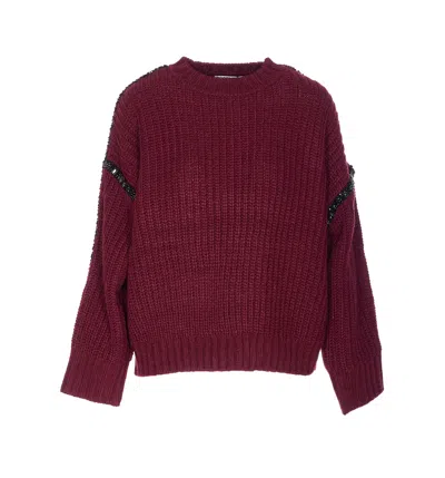 Essentiel Antwerp Indsay Embellished Sweater In Burgundy