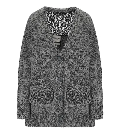 Essentiel Antwerp Inlace Black Cardigan In Gray