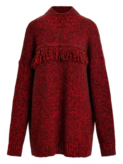 Essentiel Antwerp Inna Fringe Sweater In Red