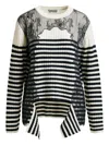 Essentiel Antwerp Insane Lace-insert Striped Sweater In Black