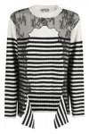 Essentiel Antwerp Insane Lace-insert Striped Sweater In Blue