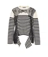 Essentiel Antwerp Insane Lace-insert Striped Sweater In Black