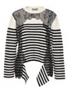 Essentiel Antwerp Insane Lace-insert Striped Sweater In Black