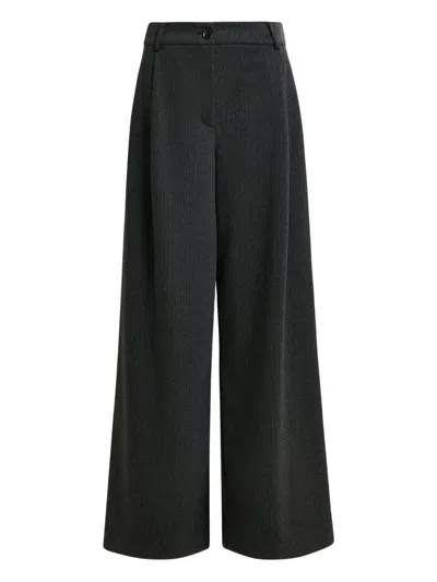 Essentiel Antwerp Insult Pleated Pinstripe Trousers In Gray