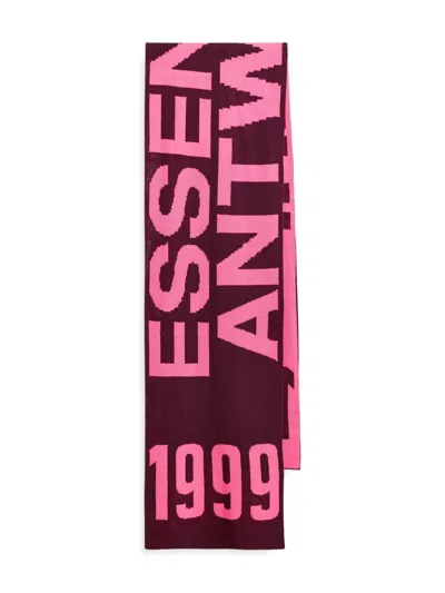 Essentiel Antwerp Intarsia Logo Scarf In Purple
