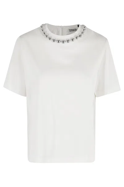 Essentiel Antwerp Intenso Silver Balls Tshirt In White