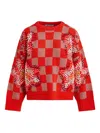 Essentiel Antwerp Inter Checkerboard Sweater In Red