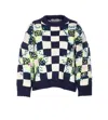 Essentiel Antwerp Embroidered Check Sweater In Blue