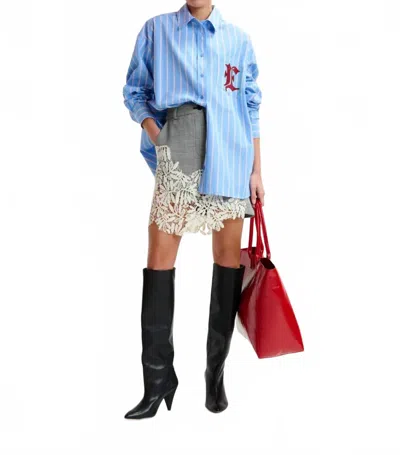 Essentiel Antwerp Interior Crochet Miniskirt In Black Multi In Gray