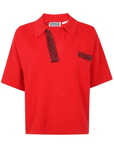 Essentiel Antwerp "internationnal" Knitted Polo In Red