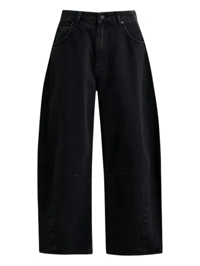 Essentiel Antwerp Twisted-seam Cotton Barrel-leg Jeans In Black