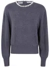 Essentiel Antwerp Pearl-embellished Wool Sweater In Blue
