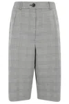 Essentiel Antwerp Pleated Checked Knee-length Shorts In Gray