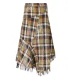 Essentiel Antwerp Iplaid Beige Midi Skirt In Brown